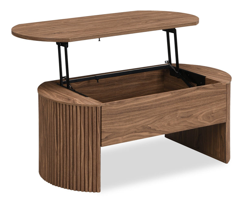 Table à café Briggs de 39,76 po avec dessus relevable et rangement - brune