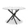 ["Table de salle à manger ronde Zoe de 47 po (L) avec dessus en verre et base géométrique en métal - noire"]