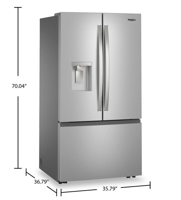 Réfrigérateur Whirlpool de 36 po et de 30 pi3 à portes françaises avec eau et glaçons - acier inoxydable - WRFF3536SZ
