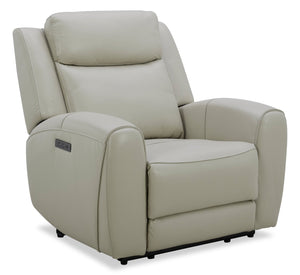 Fauteuil à inclinaison électrique Reign de 41,25 po en cuir véritable de qualité supérieure avec port USB - taupe clair de lune Deltona