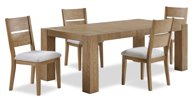 Chaise de salle à manger Lotus en tissu de polyester et bois avec dossier à lattes - naturelle