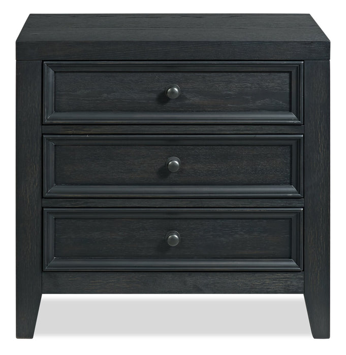 Table de nuit Casa de 27 po (l) x 26,5 po (H) en bois à 3 tiroirs avec port USB - noire