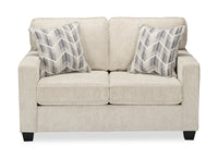  Causeuse Lennox de 57 po fabriquée au Canada en tissu de chenille avec coussins réversibles et coussins décoratifs - taupe