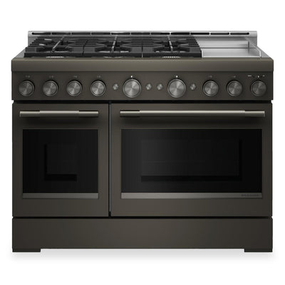 KitchenAid 6.3 Cu. Ft. 6 Burner Commercial-Style Gas Range – Black Ore - KFGD948SBE | Cuisinière à gaz KitchenAid de 6,3 pi³ de style commercial à 6 brûleurs - minerai noir - KFGD948SBE