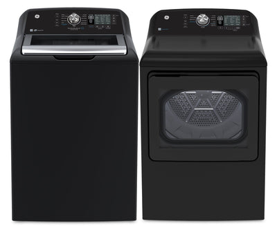 GE 5.3 Cu. Ft. Top Load Washer and 7.4 Cu. Ft. Electric Dryer – Diamond Grey | Laveuse à chargement par le haut de 5,3 pi3 et sécheuse électrique de 7,4 pi3 de GE - Gris diamant