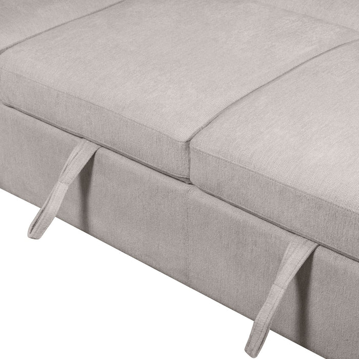 Sofa-lit sectionnel de droite Envy 3 pièces en tissu de chenille avec fauteuil long de rangement - gris brouillard