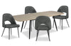 Ensemble de salle à manger Joss 5 pièces en métal avec table, rallonge papillon de 63 po à 86,5 po (L) et 4 chaises Bay - anthracite