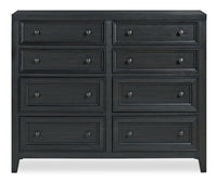 Commode Casa de 54 po (l) x 44 po (H) à 8 tiroirs en bois pour la chambre à coucher - noire