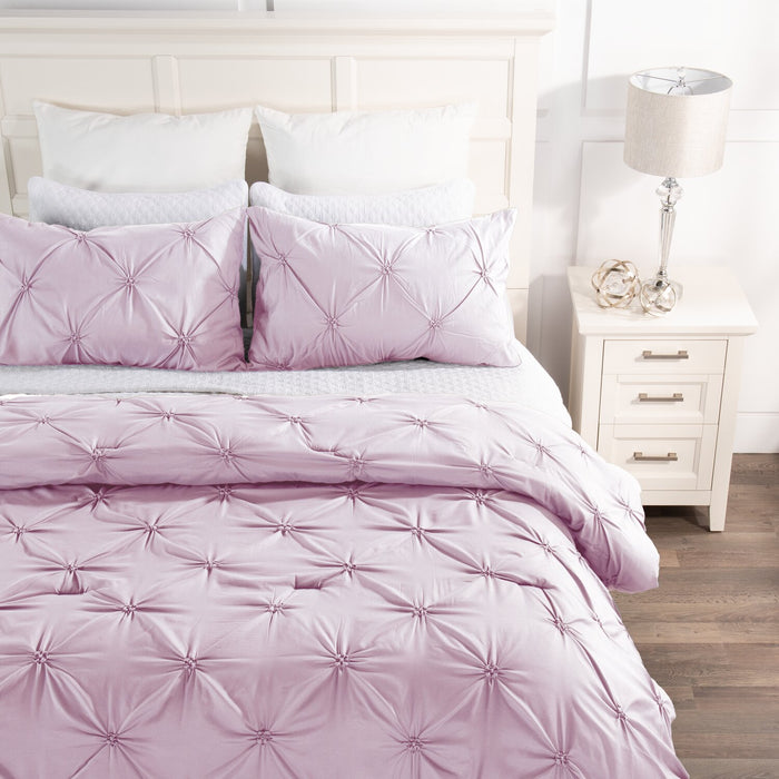 Ensemble d'édredon Penelope 3 pièces rose pour lit double ou grand lit