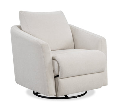 Cindy Crawford Home Aspen 33.5" Fabric Swivel Power Reclining Chair with Power Footrest - Alabaster | Fauteuil pivotant à inclinaison électrique Aspen de Cindy Crawford Home de 33,5 po en tissu avec repose-pieds électrique - albâtre