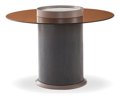 Circa 23.6" Modern Round End Table - Amber Tempered Glass and Black Wood | Table de bout ronde moderne Circa de 23,6 po - verre trempé ambré et bois noir CIRCAETB | CIRCAETB