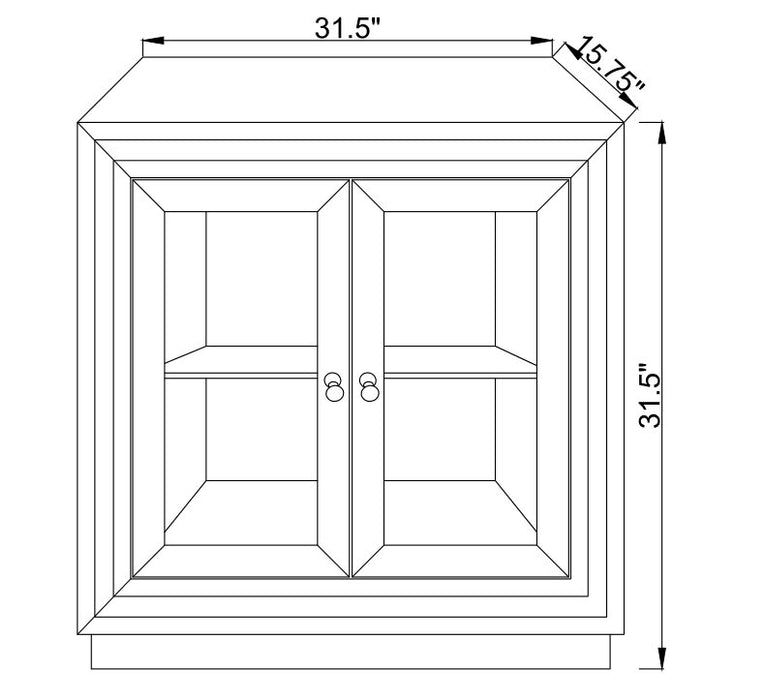 Armoire décorative Roxie de 31,5 po avec portes en verre et éclairage à DEL - argentée