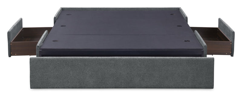 Base de lit de rangement rembourrée Amos anthracite - format très grand lit