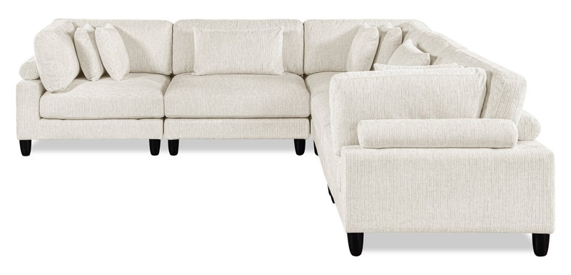 Sofa sectionnel modulaire Lounge 5 pièces en chenille - beige 