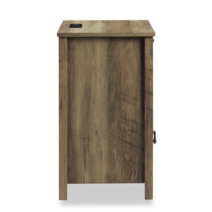 Table de nuit Theo de 18 po (l) x 25,75 po (H) à 1 tiroir avec armoire de rangement - brune