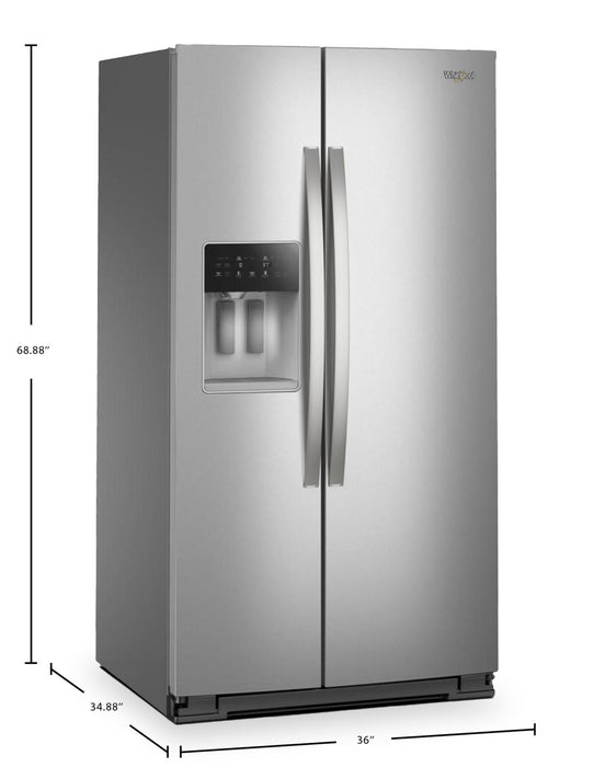 Réfrigérateur Whirlpool de 28,7 pi³ et de 36 po à compartiments juxtaposés - acier inoxydable résistant aux traces de doigts - WRSF5536RZ