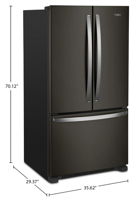 Réfrigérateur Whirlpool de 20 pi3 et de 36 po de profondeur comptoir à portes françaises - acier inoxydable noir - WRFC2036RV