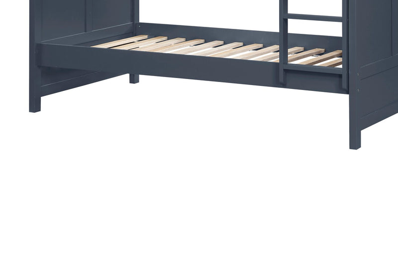 Lits superposés Quinn pour enfants avec échelle et garde-corps, bleus - simple et double
