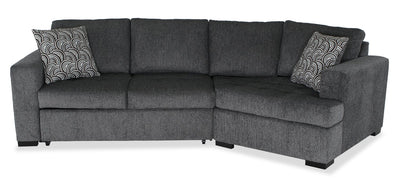 Made in Canada Legend 2-Piece Right-Facing Chenille Fabric Cuddler Sleeper Sectional - Pepper Grey | Sofa-lit sectionnel enveloppant de droite Legend 2 pièces fabriqué au Canada en tissu de chenille - gris poivre
