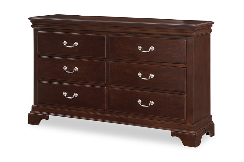 Ensemble de chambre à coucher Marco 6 pièces avec lit, commode, miroir et table de nuit, brun cerisier - format très grand lit