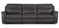  Sofa à inclinaison électrique Floy de 116,5 po en suédine avec appuie-têtes électriques et ports USB - gris