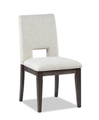  Chaise de salle à manger Zelda en tissu de chenille - blanche et brun espresso