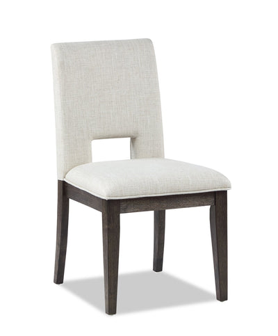 Zelda Dining Chair with Chenille Fabric - White & Espresso Brown | Chaise de salle à manger Zelda en tissu de chenille - blanche et brun espresso