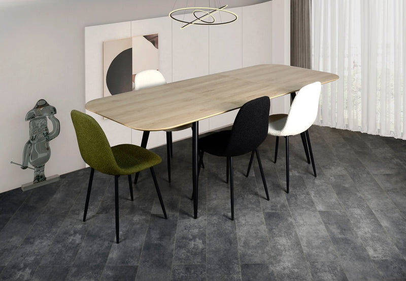 Chaise de salle à manger Joss en tissu de polyester et en métal - verte