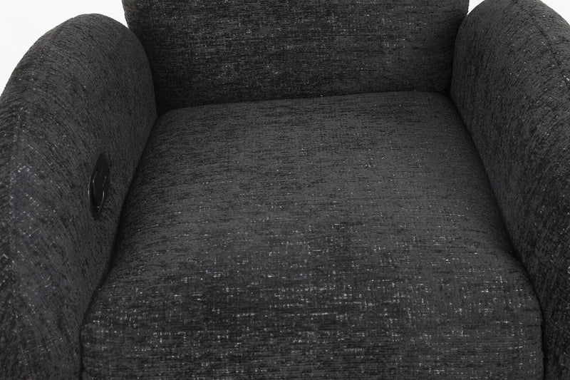 Fauteuil d’appoint coulissant, pivotant et inclinable Shay en chenille - ebony