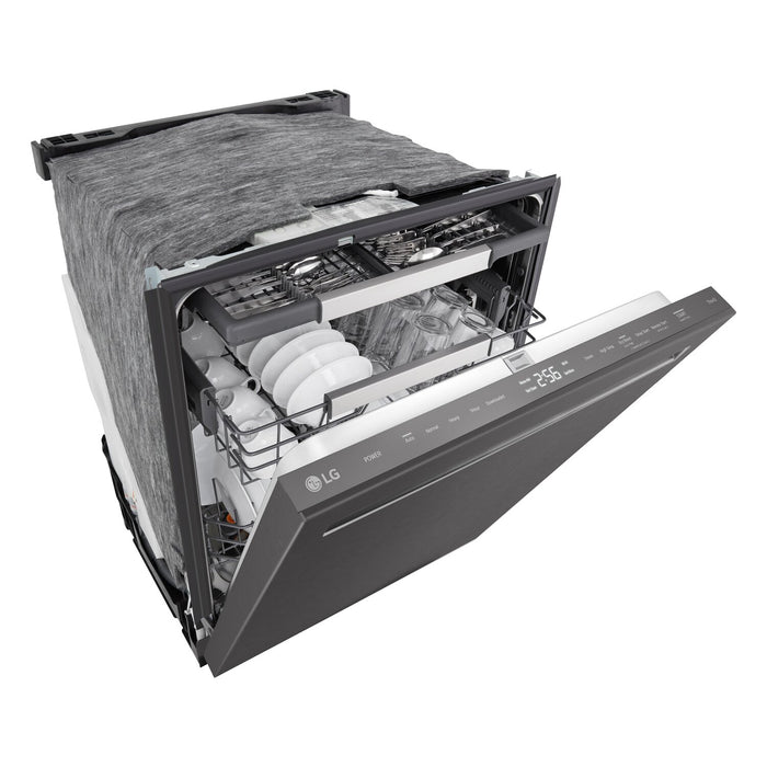  Lave-vaisselle encastré LG à 46 dBA de 24 po avec commandes sur le dessus et QuadWashMC - acier inoxydable noir - LDNPQ555D