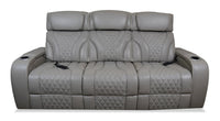  Sofa de massage à inclinaison électrique Elite de 86 po en cuir véritable avec son immersif et appuie-têtes électriques - mastic