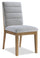 ["Chaise de salle à manger Lotus en tissu de polyester et bois - gris clair"]