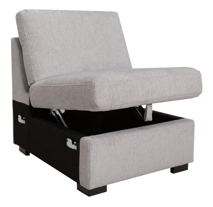 Sofa sectionnel de droite Vault 6 pièces avec causeuse-lit, 2 fauteuils de rangement et fauteuil long de rangement - gris