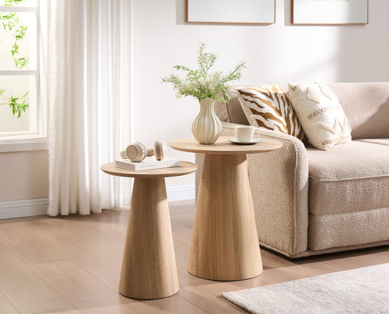 2 tables d’appoint rondes Sloane - blanc vieilli 