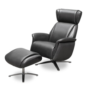 Fauteuil pivotant inclinable Vega antistress de 29,5 po en similicuir avec repose-pieds et pattes en aluminium - gris