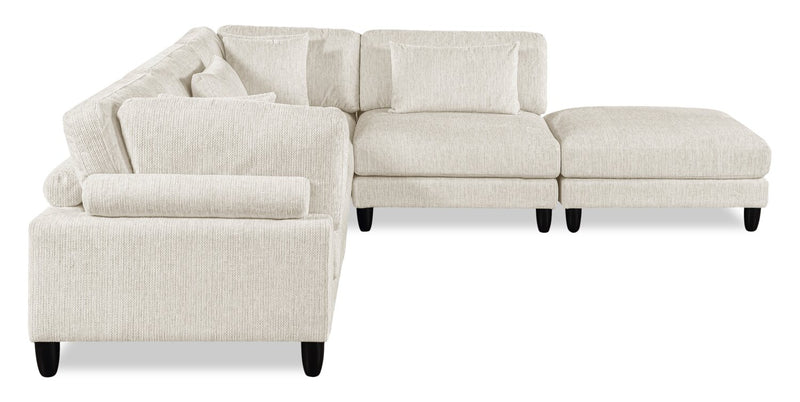 Sofa sectionnel modulaire Lounge 5 pièces en chenille avec pouf - beige 