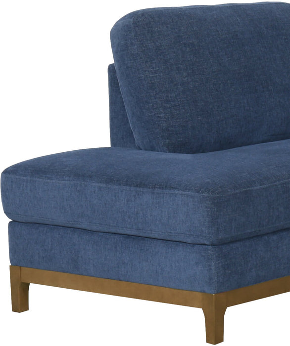 Sofa sectionnel de gauche Zara 2 pièces en tissu avec fauteuil long et pattes en bois - bleu marine