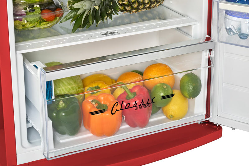 Réfrigérateur Classic Rétro d’Unique de 24 po et de 11 pi3 à congélateur supérieur - rouge bonbon - UNQ-310L R TM