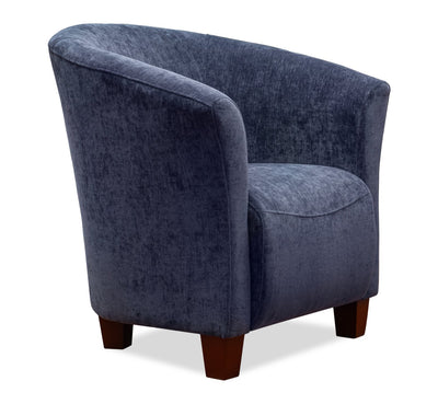 Ethan 31" Linen-Look Fabric Tub-Style Accent Chair with Wood Legs – Navy   | Fauteuil d’appoint Ethan de style gondole de 31 po en tissu d’apparence lin avec pattes en bois - bleu marine