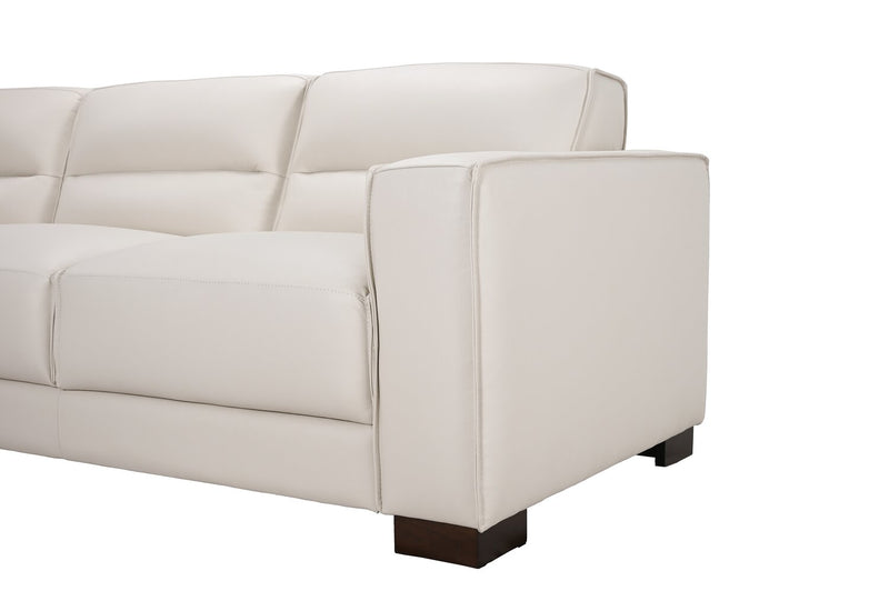Sofa sectionnel de gauche Citadel 2 pièces en cuir véritable de qualité supérieure avec pattes en bois - blanc givré