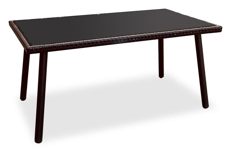 Ensemble de conversation Porto 4 pièces pour la terrasse à l’extérieur avec causeuse, 2 fauteuils et table à café - osier de type corde et métal, résistant aux rayons UV et aux intempéries - noir et gris