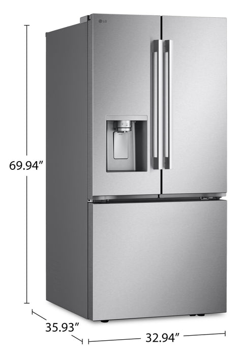 Réfrigérateur LG de 33 po et de 25 pi³ de profondeur standard à portes françaises - acier inoxydable - LF25H6330S