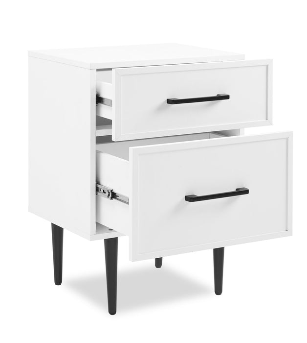 Table de nuit Brax de 18 po (l) x 25,75 po (H) à 2 tiroirs - blanche