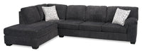  Sofa sectionnel de gauche Morgan 2 pièces fabriqué au Canada en tissu de chenille avec sofa et coussins décoratifs - gris