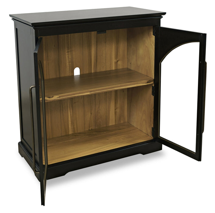 Armoire décorative Twyla en bois massif avec portes arquées - noire