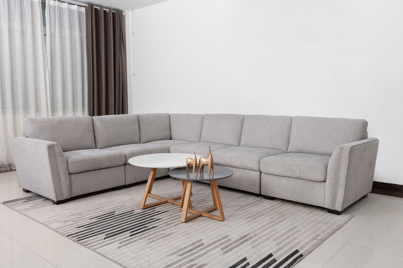 Sofa sectionnel Vault 5 pièces avec causeuse-lit et fauteuils de rangement - gris