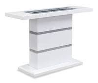 Table de salon somptueuse Garbo de 47.25 po - blanche et argentée avec touches scintillantesv