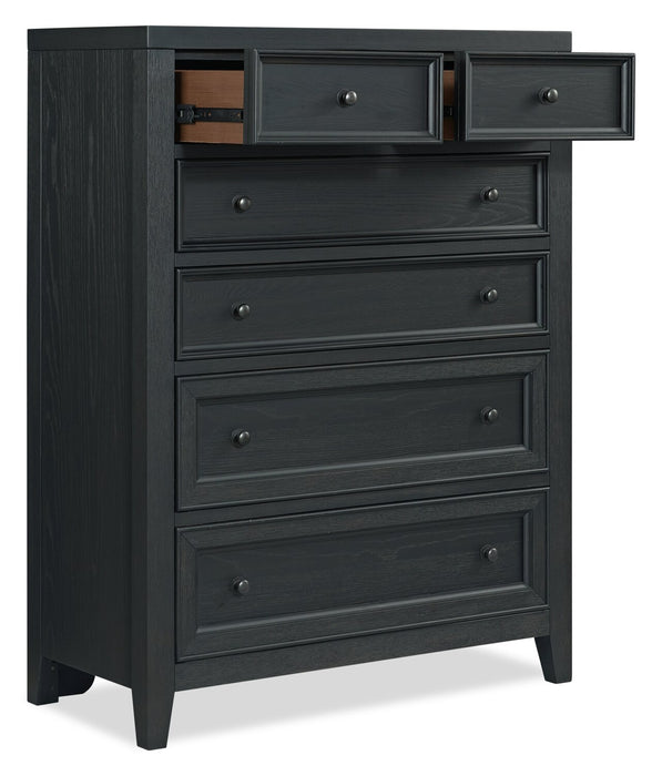 Commode verticale Casa de 39 po (l) x 52 po (H) à 6 tiroirs en bois pour la chambre à coucher - noire