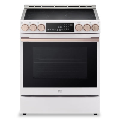 LG Studio 6.3 Cu. Ft. InstaView® Induction Range with Air Fry and Air Sous Vide - Essence White - LSIS6338NE | Cuisinière à induction LG Studio de 6,3 pi3 avec hublot InstaViewMD, friture à air et Air Sous Vide - essence blanche - LSIS6338NE