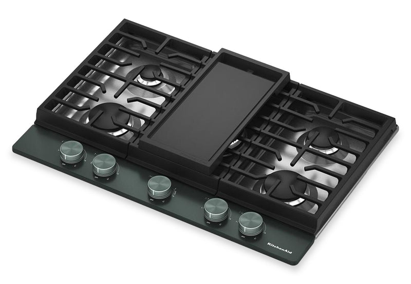 Surface de cuisson KitchenAid au gaz sur métal avec fini CookShield - minerai noir - KCGK730SJP